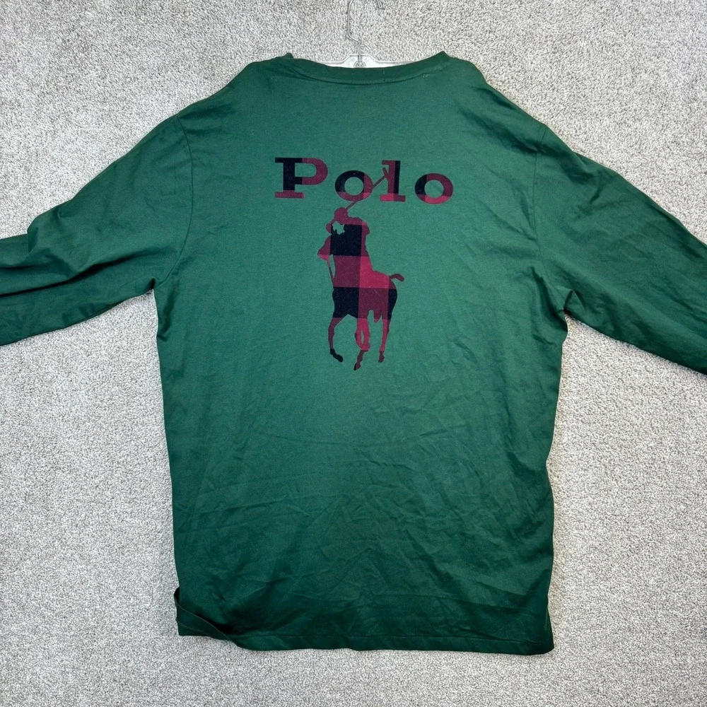 Polo Ralph Lauren Mens XLT Forest Green Long Sleeve Big Pony‎ Plaid Graphic Tee